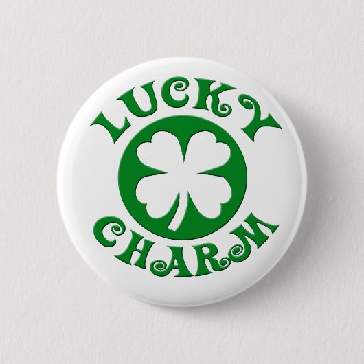 Badge Rond 5 Cm Cercle vert/blanc de charme chanceux (Devant)