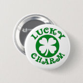 Badge Rond 5 Cm Cercle vert/blanc de charme chanceux (Devant & derrière)