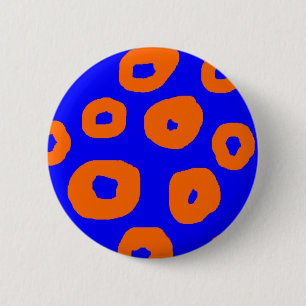 Badge Rond 5 Cm cercles oranges déformés sur les goupilles bleue