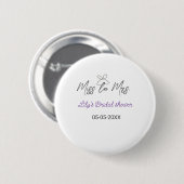 Badge Rond 5 Cm Cérémonie de mariage de Mlle à Mme ajouter nom dat (Devant & derrière)