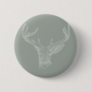 Badge Rond 5 Cm Cerf avec Antlers Art COULEUR PERSONNALISÉE