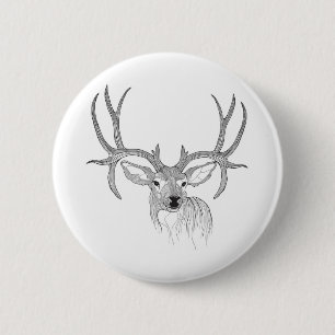 Badge Rond 5 Cm cerf,chasse aux cerfs,cerf mulet,faon,cerf à queue
