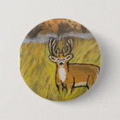 Badge Rond 5 Cm Cerf Dans L'Épine D'Automne (Devant)