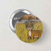Badge Rond 5 Cm Cerf Dans L'Épine D'Automne (Devant & derrière)