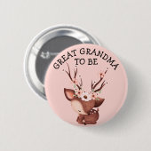 Badge Rond 5 Cm Cerf de bébé en fleurs | Grand Baby shower grand-m (Devant & derrière)