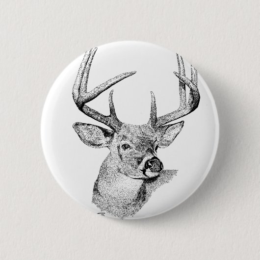 Badge Rond 5 Cm Cerf de Virginie (Devant)