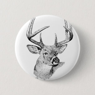 Badge Rond 5 Cm Cerf de Virginie