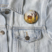 Badge Rond 5 Cm Cerf gracieux dans la conception de la nature fore (En situation)