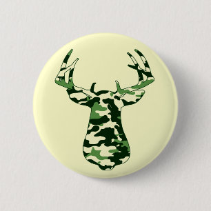 Badge Rond 5 Cm Cerfs communs chassant le mâle de Camo