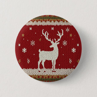 Badge Rond 5 Cm cerfs et hiver