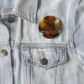 Badge Rond 5 Cm Cerfs Par Un Flux De Bois (En situation)