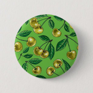 Badge Rond 5 Cm Cerises jaunes