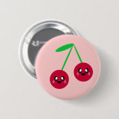 Badge Rond 5 Cm cerises kawaii fruits amis heureux (Devant & derrière)