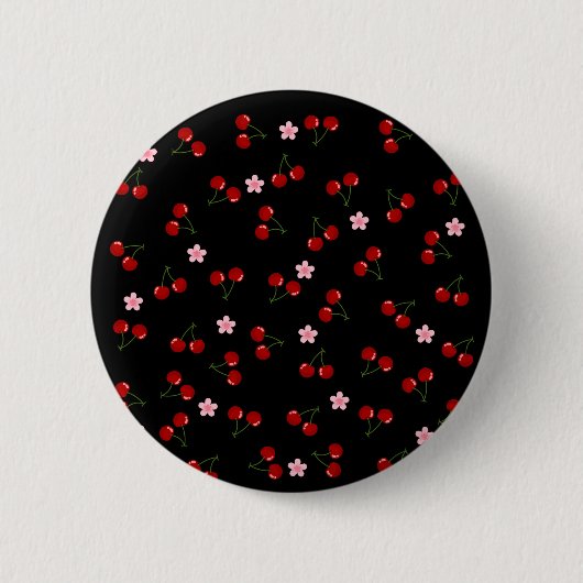 Badge Rond 5 Cm Cerises noires (Devant)