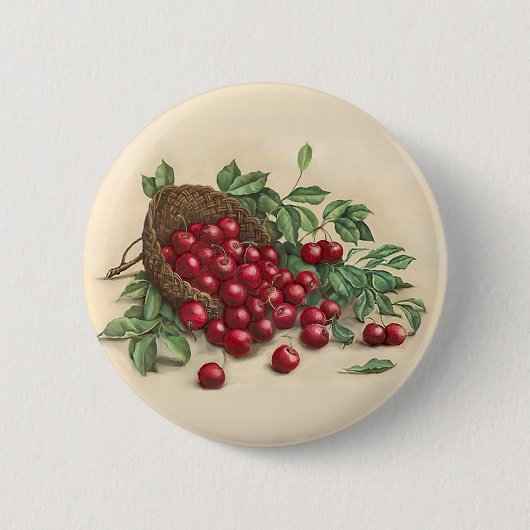 Badge Rond 5 Cm Cerises rouges sucrées (Devant)
