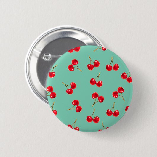 Badge Rond 5 Cm cerises vive (Devant & derrière)