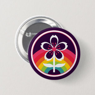 Badge Rond 5 Cm cerisier arc-en-ciel
