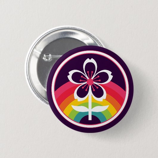 Badge Rond 5 Cm cerisier arc-en-ciel (Devant & derrière)