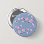 Badge Rond 5 Cm Cerisiers en fleurs - Bleu de sérénité (Devant & derrière)