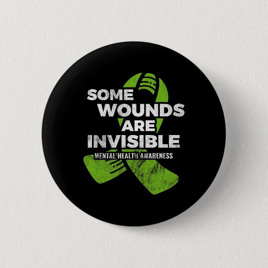Badge Rond 5 Cm Certaines blessures Invisible Santé mentale Sensib (Devant)