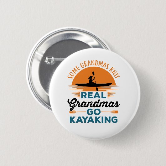 Badge Rond 5 Cm Certains Grandmas Knit Real Grandmas Go Kayak (Devant & derrière)