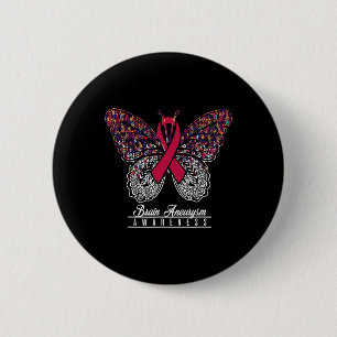 Badge Rond 5 Cm Cerveau Aneurie Sensibilisation papillon Amateurs