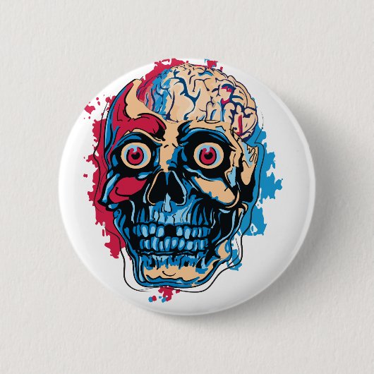 Badge Rond 5 Cm Cerveau de zombie (Devant)