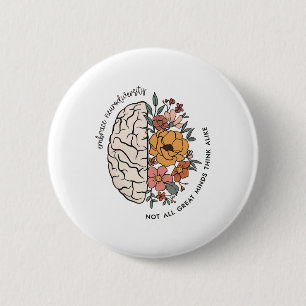 Badge Rond 5 Cm Cerveau Enseignant Neurodiversité Pas Tous Grands