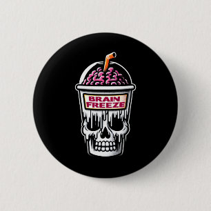 Badge Rond 5 Cm Cerveau gel crâne Éffrayant Halloween Conception b