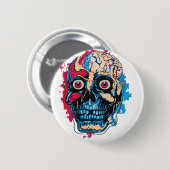 Badge Rond 5 Cm Cerveau Zombie (Devant & derrière)