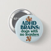 Badge Rond 5 Cm CERVEAUX ADHD (bleu) (Devant & derrière)