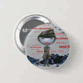 Badge Rond 5 Cm Cessez d'employer la FOURRURE animale ! (Devant & derrière)