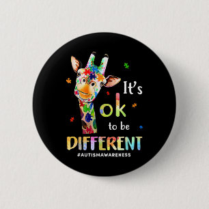 Badge Rond 5 Cm C'Est Bon D'Être Un Puzzle De Giraffe Différent Au