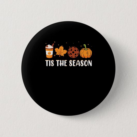 Badge Rond 5 Cm C'Est La Saison Café Automne Pickleball Et Hallowe (Devant)
