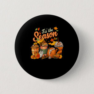 Badge Rond 5 Cm C'Est La Saison Citrouille Leaf Latte Fall Thanksg