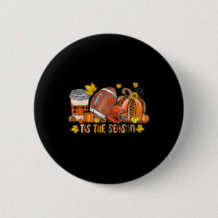 Badge Rond 5 Cm C'est la saison de la citrouille de football améri
