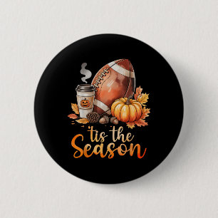 Badge Rond 5 Cm C'Est La Saison Football Citrouille Épice Automne