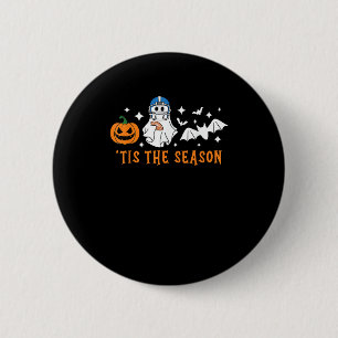 Badge Rond 5 Cm C'Est La Saison Football Halloween Citrouille Éffr