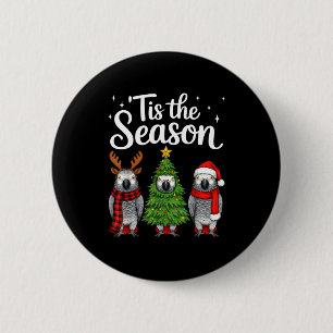 Badge Rond 5 Cm C'est la saison Perruche africaine G Noël Père Noë