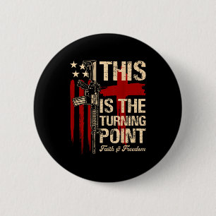 Badge Rond 5 Cm C'est le tournant Foi Croix Nous Drapeau Patr