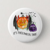Badge Rond 5 Cm C'est l'heure d'Halloween (Devant)