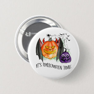 Badge Rond 5 Cm C'est l'heure d'Halloween