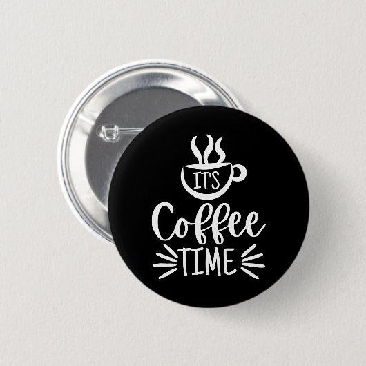 Badge Rond 5 Cm C'est l'heure du café (Devant & derrière)
