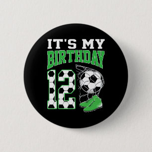 Badge Rond 5 Cm C'est ma fête d'anniversaire de football de 12 ans
