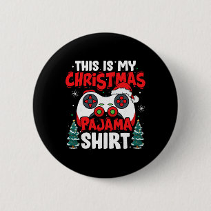 Badge Rond 5 Cm C'est ma vidéo de jeu de Noël en pyjama pour garço