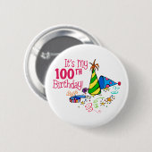 Badge Rond 5 Cm C'est mon 100th anniversaire (les casquettes de (Devant & derrière)