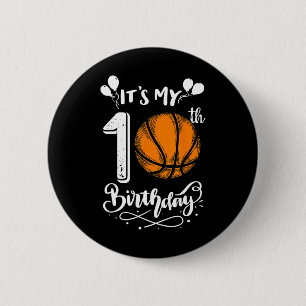 Badge Rond 5 Cm C'est mon 10e anniversaire Bysketbyll Player 10 An