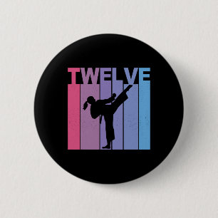Badge Rond 5 Cm C'est mon 12e Anniversaire Karate Girl Martial Art