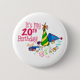 Badge Rond 5 Cm C'est mon 20ème anniversaire (les casquettes de