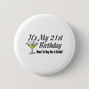 Badge Rond 5 Cm C'est mon 21ème anniversaire